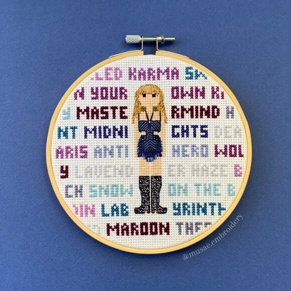 Taylor Swift Eras Tour 'Midnights' Costume Cross-Stitch Embroidery Loop - Picture 1 of 3